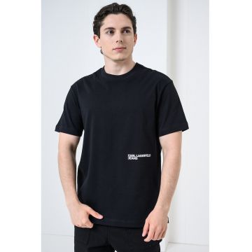 Tricou regular-fit din bumbac organic cu logo - Alb/Negru/Albastru