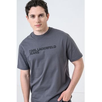 Tricou regular-fit din bumbac organic - Negru/Gri carbune