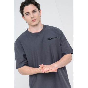 Tricou relaxed-fit din bumbac cu logo pe piept - Gri antracit