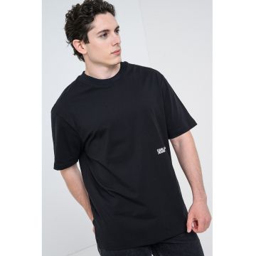 Tricou relaxed-fit din bumbac organic - Alb/Negru/Albastru royal