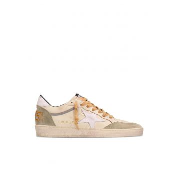 White and green Ball Star suede-panel sneakers - Alb/Verde