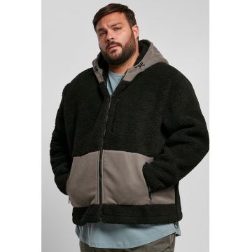 Hanorac din blana shearling sintetica cu model colorblock