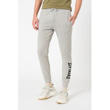 Pantaloni sport cu snur si logo Heather