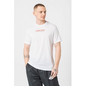 Tricou cu imprimeu logo si tehnologie Dri Fit pentru fitness