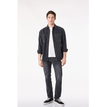 Blugi slim fit cu aspect decolorat - Gri antracit
