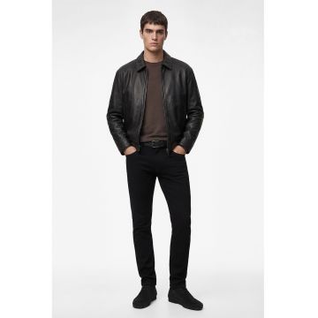 Blugi slim-fit cu model uni - Negru