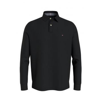 Bluza polo din amestec de bumbac organic - Negru
