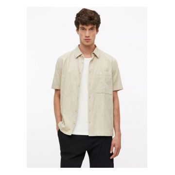 Camasa barbati cu model - din bumbac - Relaxed fit - Bej
