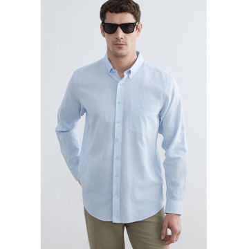 Camasa Oxford de bumbac si in - Albastru pastel