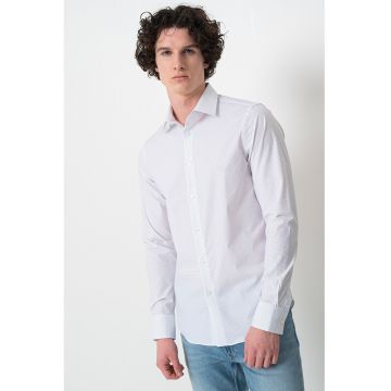 Camasa slim cu model cu buline - Alb/Albastru ultramarin