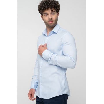 Camasa slim fit cu maneci lungi - Alb/Albastru deschis