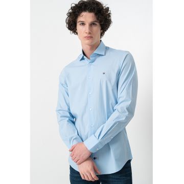 Camasa slim fit din amestec de bumbac - Albastru glaciar