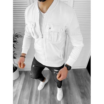 Hanorac barbati slim fit alb DEFK034  D4-2.3