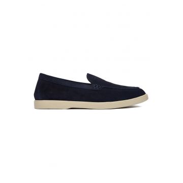 Mocasini de barbati -  piele intoarsa - albastru - certificat LWG