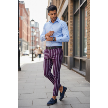 Pantaloni barbati eleganti grena CU MIC DEFECT DEF1556  P18-2.1