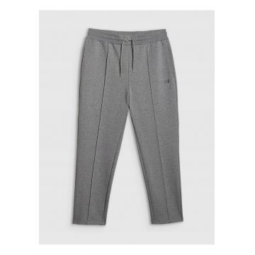 Pantaloni de trening barbati  gri din bumbac - ajustare in talie - buzunare functionale