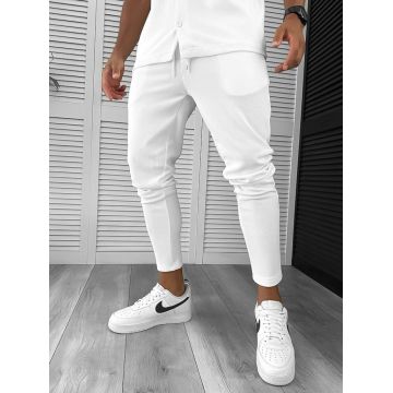 Pantaloni de trening barbati slim fit alb CU MIC DEFECT DEF8203 D4-3.2