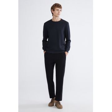 Pantaloni drepti din amestec de bumbac - Negru