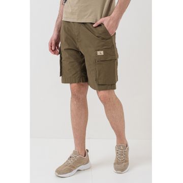 Pantaloni scurti din amestec de bumbac cu talie elastica - Verde feriga