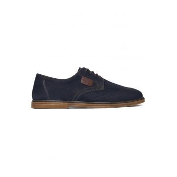 Pantofi barbati -  piele naturala - albastru - textil