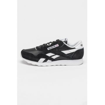 Pantofi sport cu insertii din piele intoarsa Classic - Alb/Negru