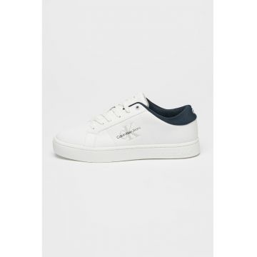 Pantofi sport de piele cu detalii din material sintetic Classic Cupsole - Alb optic/Bleumarin