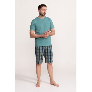 Pijama in carouri cu pantaloni scurti Nistor - Verde persan