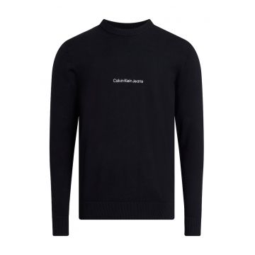 Pulover de bumbac organic cu decolteu la baza gatului - Negru