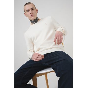 Pulover uni cu decolteu la baza gatului - Alb