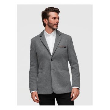Sacou Barbati - Croiala Slim - Material Tricotat cu Bumbac - Gri deschis