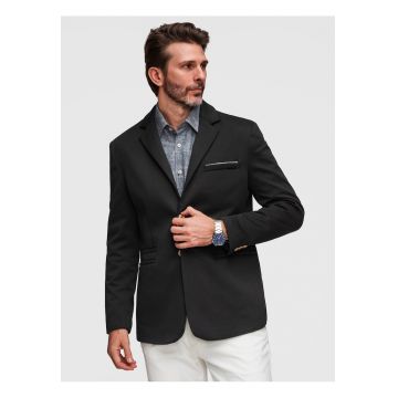 Sacou Barbati - Croiala Slim - Material Tricotat cu Bumbac - Negru