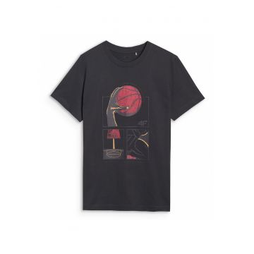Tricou Barbati Oversize  Negru 100% Bumbac Baschet - Negru