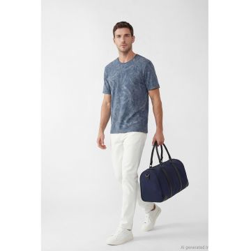 Tricou cu imprimeu abstract - Albastru prafuit