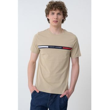Tricou cu imprimeu logo - Maro taupe