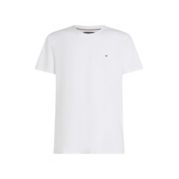 Tricou de bumbac cu decolteu la baza gatului - Alb optic