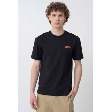 Tricou de bumbac cu imprimeu pe partea din spate - Negru