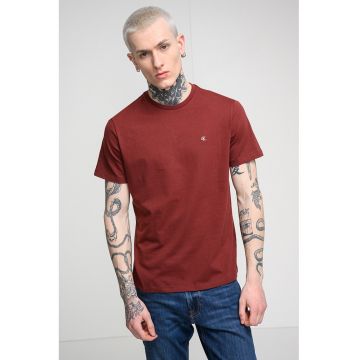 Tricou din bumbac cu decolteu la baza gatului - Caramiziu