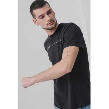 Tricou din bumbac cu logo brodat - Negru