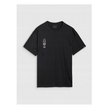 Tricou Oversize Barbati  100% Bumbac - Negru Intens - Imprimeu Baschet - Sportstyle - S-XXL
