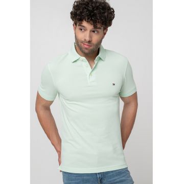 Tricou polo din amestec de bumbac organic 1985 - Verde pal/Verde deschis