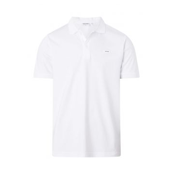 Tricou polo slim fit de bumbac organic - Alb