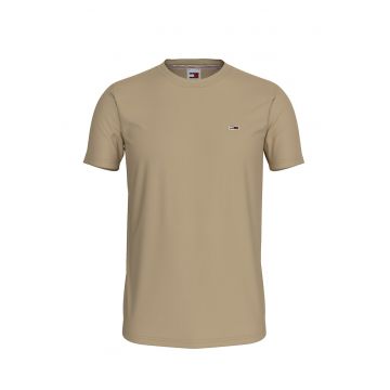 Tricou slim fit de bumbac - Maro nisip