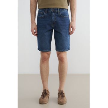 Blugi scurti cu croiala slim-fit - Albastru inchis