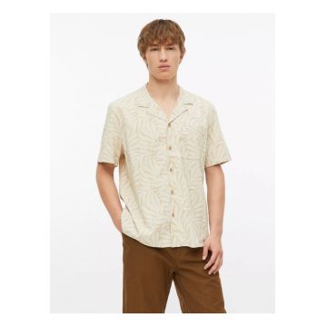 Camasa barbati cu imprimeu floral - din amestec de bumbac - Resort fit - Bej -