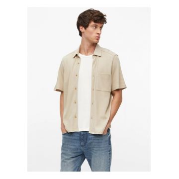 Camasa barbati din amestec de bumbac - piqué tip waffle - Relaxed fit - Bej -