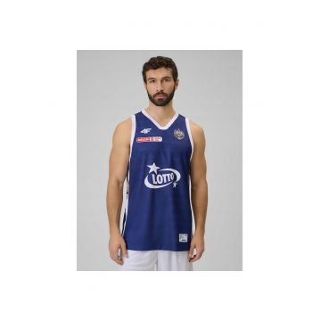 Maiou baschet barbati  poliester - Alb/Albastru