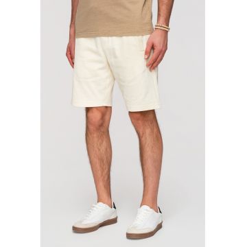 Pantaloni scurti din bumbac cu snur - Crem