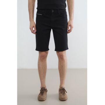Pantaloni scurti din denim cu design 5 buzunare - Negru