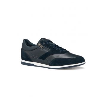Pantofi sport Renan din piele si fermoar decorativ - Bleumarin