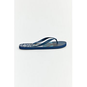 Papuci flip-flop cu imprimeu tropical - Bleumarin